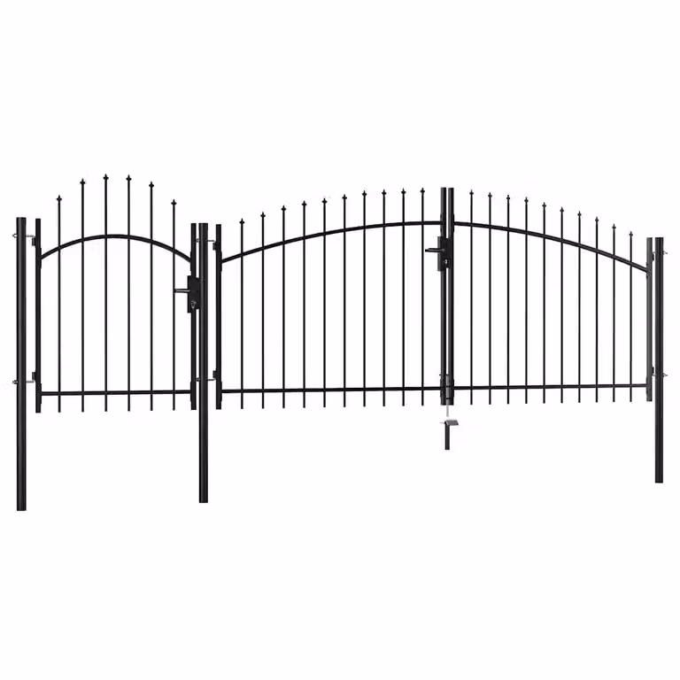 Cancello da giardino a doppia anta vidaXL in acciaio nero L: 400 cm, H: 200 cm
