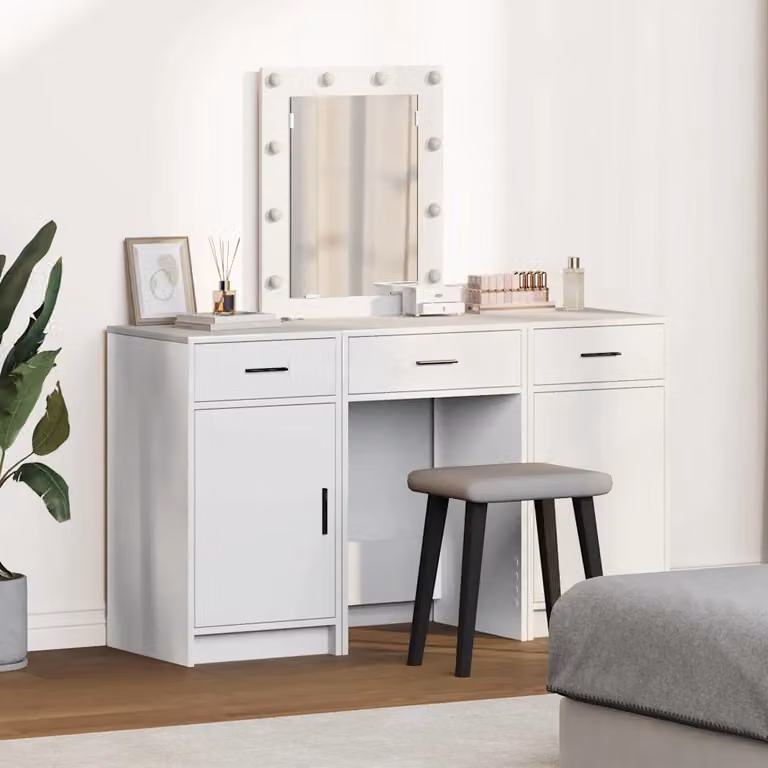 vidaXL Tavolo da Trucco Moderno Bianco in MDF L 50 x P 41 x H 135 cm