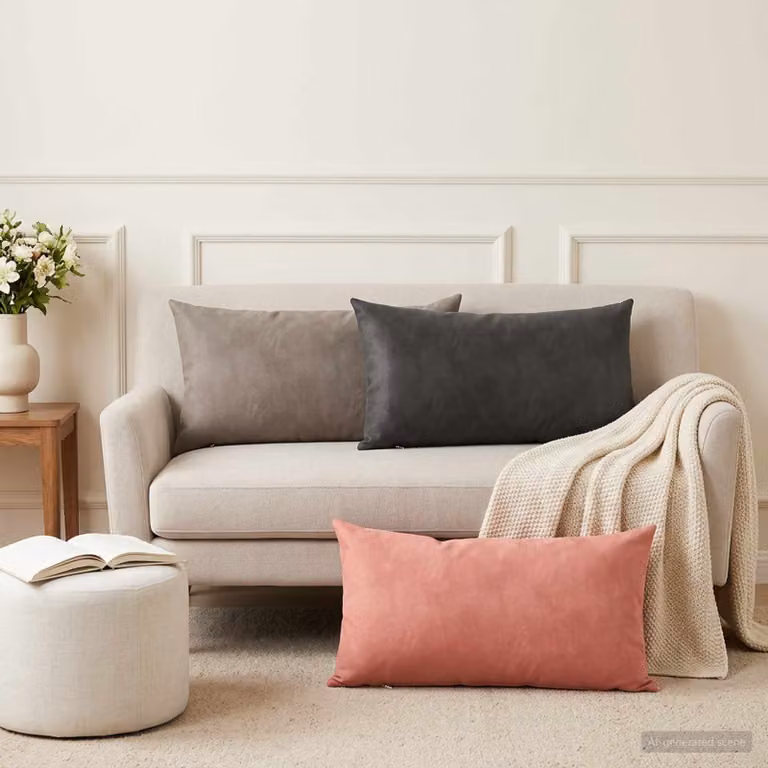 Set di 2 federe vidaXL HEERLEN in velluto rosa, L 70 cm x P 40 cm