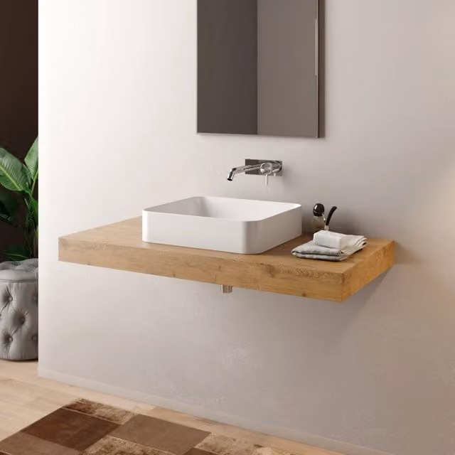 Mensolone da bagno per lavabo da appoggio MOB in legno color olmo L/P/H: 100 x 46 x 8 cm