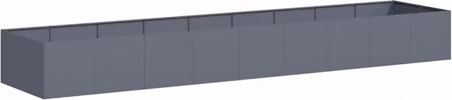 Fioriera moderna e minimalista HELLOSHOP26 in acciaio antracite con fondo aperto per piante da esterno L: 360 cm, P: 80 cm, H: 40 cm