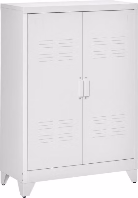 Armadio multiuso XYLO in metallo bianco con 2 ante e 3 ripiani regolabili L/P/H: 75 x 33 x 110 cm