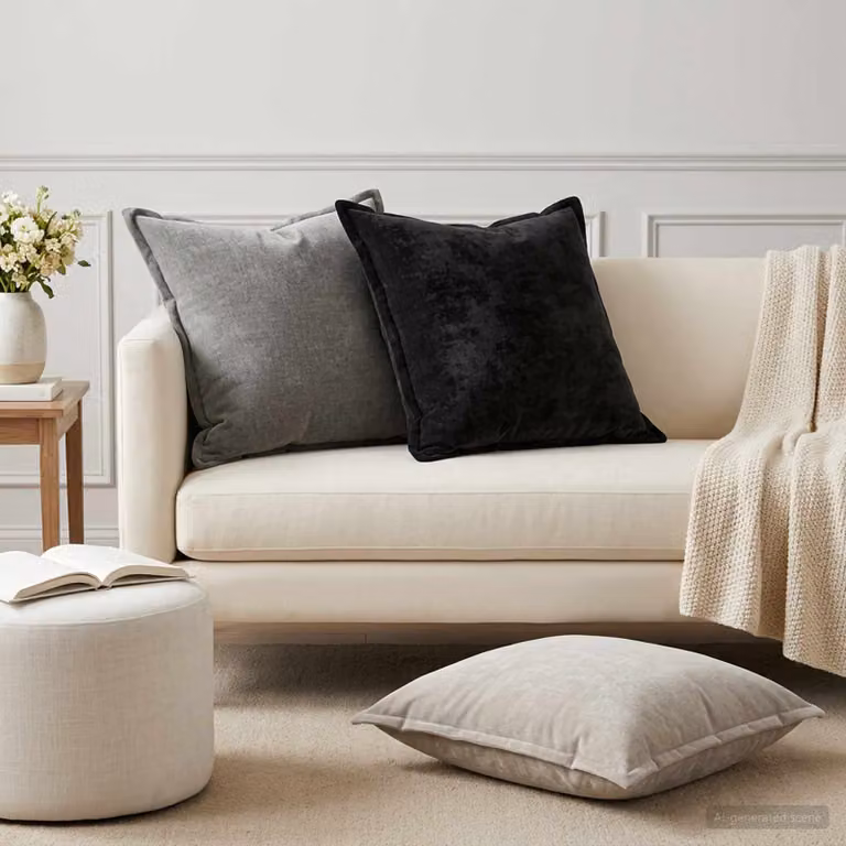 Set di 2 federe vidaXL HOUTEN in tessuto chenille grigio chiaro, L 55 x L 55 cm