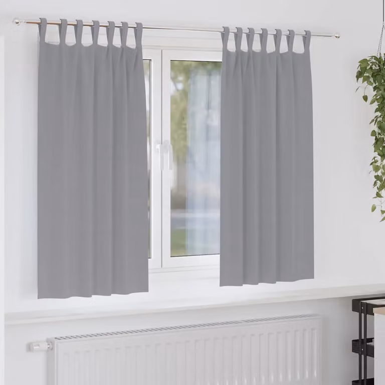 Set di 2 tende blackout vidaXL con anelli in poliestere, colore grigio, L: 140 cm x H: 175 cm