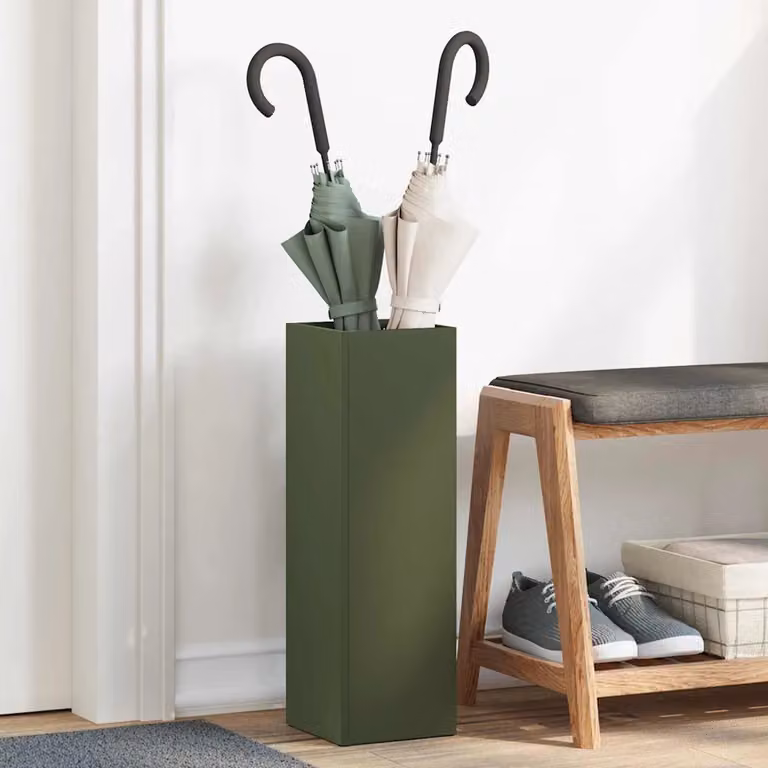 Stand per ombrelli da pioggia vidaXL in metallo verde L/P/H: 15,5 x 15,5 x 49 cm