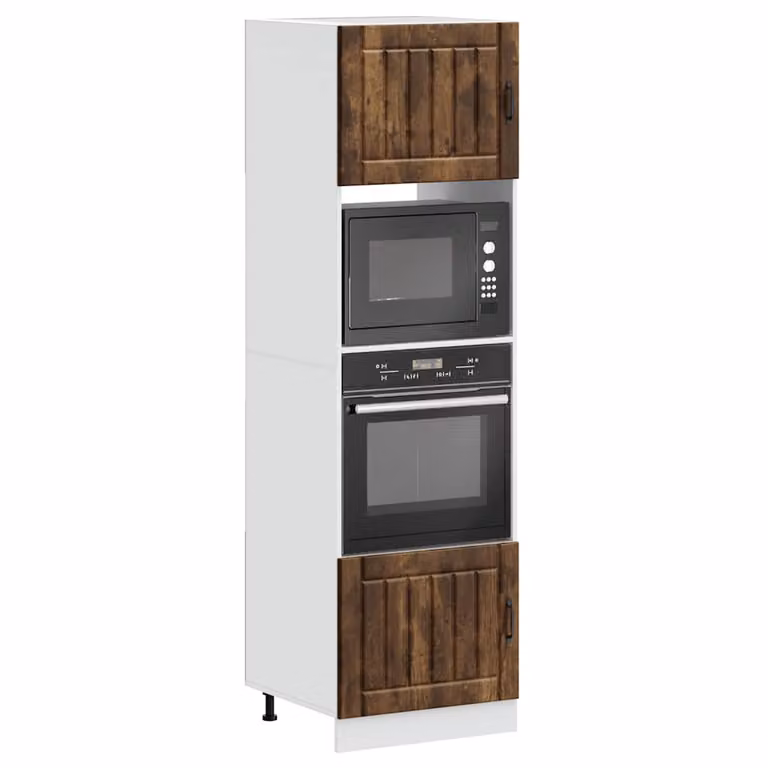 Set di 2 armadi per forno vidaXL modello Lucca in legno multistrato color rovere fumo