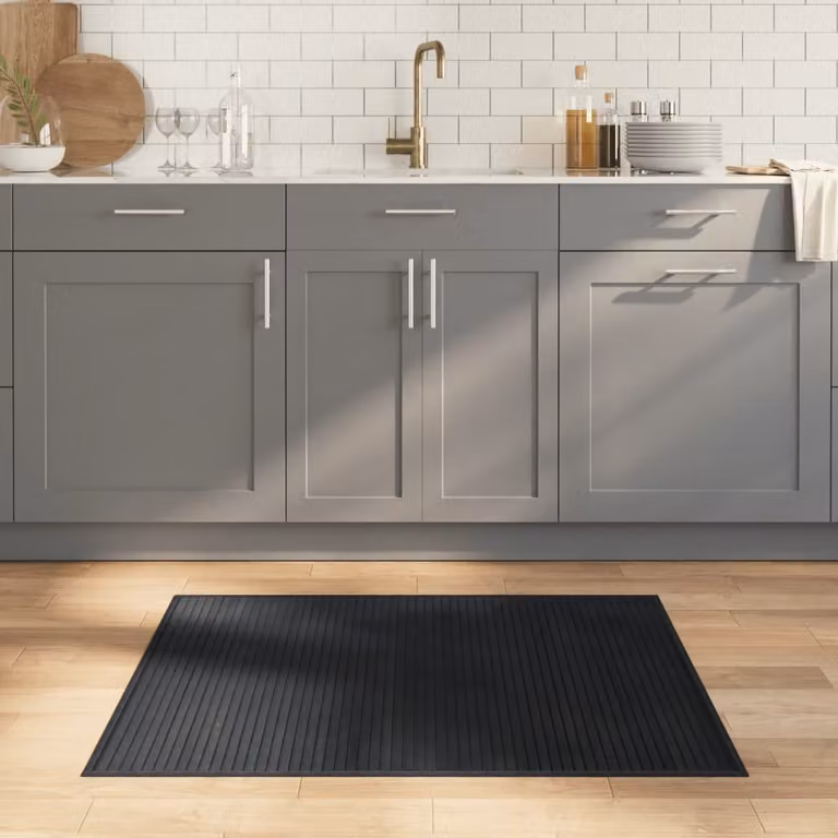 Tappeto rettangolare moderno vidaXL in bambù e polipropilene, grigio e nero, L: 100 cm, P: 80 cm