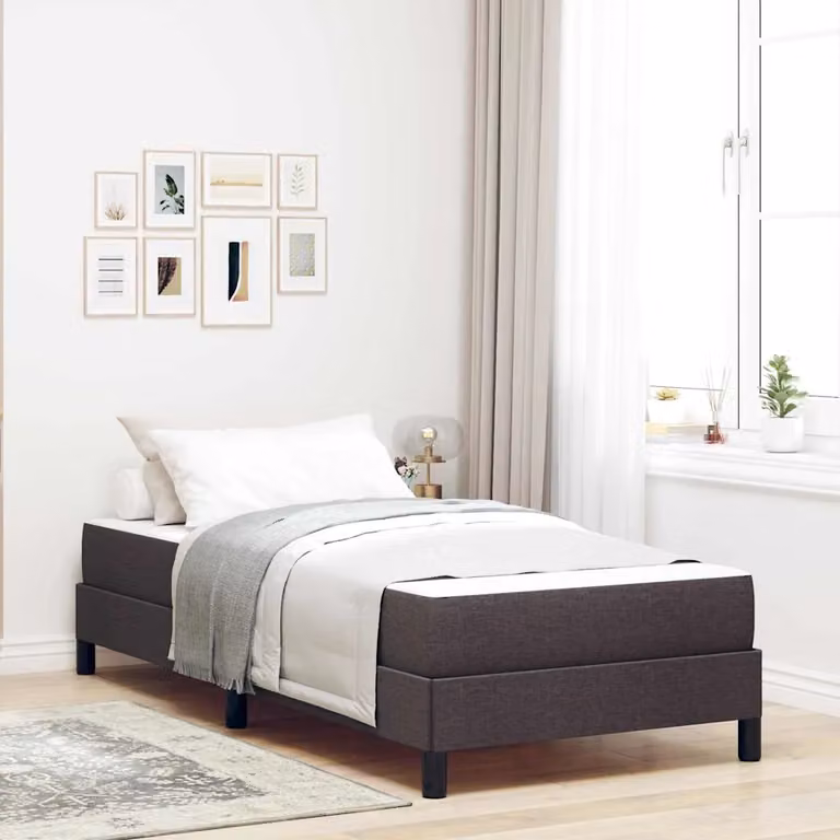 Letto a molle moderno vidaXL in tessuto marrone con struttura in legno e metallo L/P/H: 200 x 80 x 45 cm