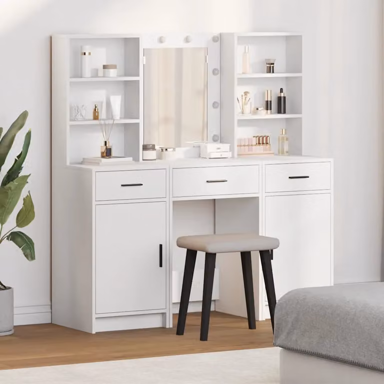 Set da tavolo da trucco con LED vidaXL Bianco
