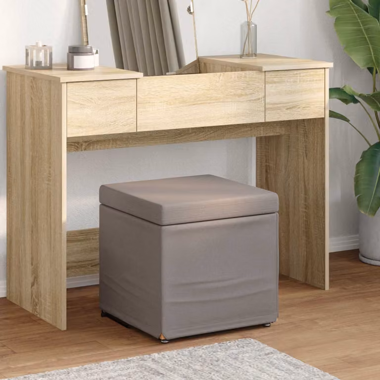 Pouf vidaXL in tessuto e legno con design minimalista, L 41 x P 41 x H 40 cm, beige o grigio