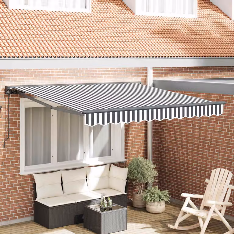 vidaXL Tenda a semi cassette in alluminio e poliestere, Colore: Antracite, Bianco, Nero, Grigio, L: 350 cm, P: 250 cm