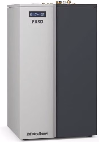Caldaia a pellet La Nordica Extraflame PK con ACS da 30 kW, colore grigio, con controllo WiFi e App
