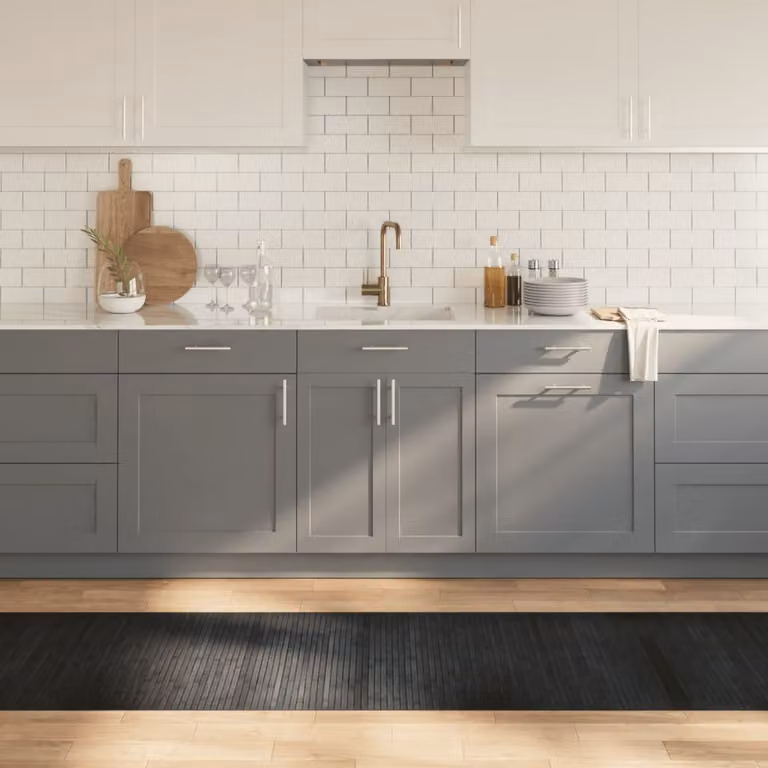 Tappeto rettangolare moderno vidaXL in bambù e polipropilene grigio L: 70 cm, P: 500 cm