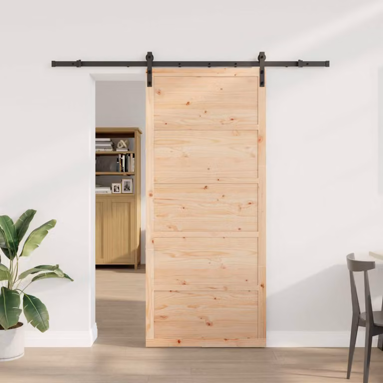 Porta scorrevole vidaXL in legno di pino massello colore marrone H: 208 cm x L: 90 cm