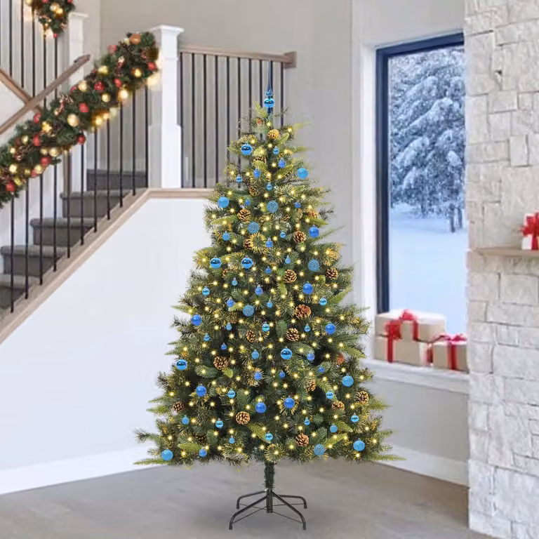 Albero di Natale artificiale pieghevole con coni vidaXL, Verde, Altezza: 240 cm