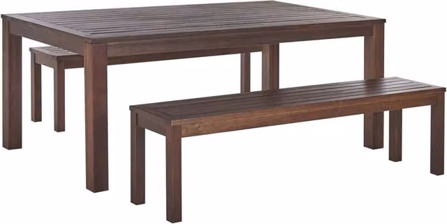 Set da pranzo da giardino Beliani in legno di eucalipto marrone con tavolo rettangolare e 6 posti L: 180 cm, P: 80 cm, H: 73 cm