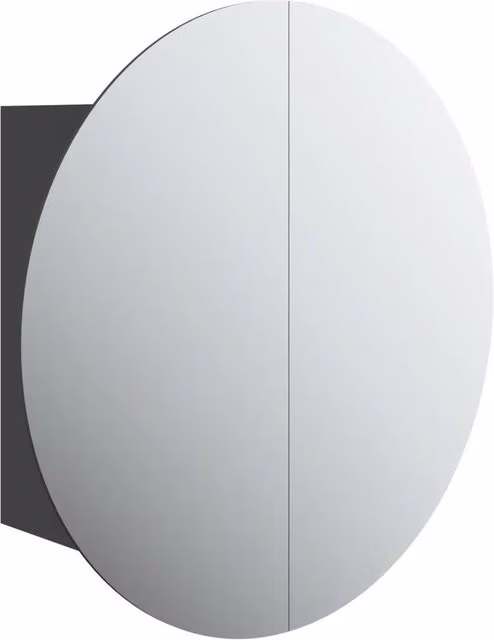 Mobiletto da bagno sospeso HELLOSHOP26 con specchio rotondo e illuminazione LED integrata in legno nero opaco L/P/H: 40 x 40 x 17,5 cm