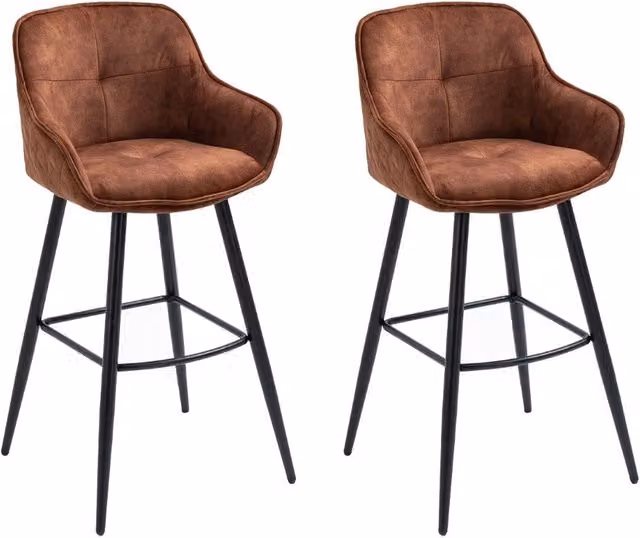 Sgabello da bar moderno CASA VITAL in microfibra e metallo, disponibile nei colori marrone, antracite o verde