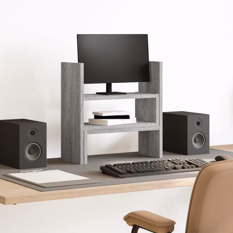 Organizer da scrivania vidaXL multi scomparto in legno, Grigio Sonoma, L: 40 cm, P: 17 cm, H: 41 cm