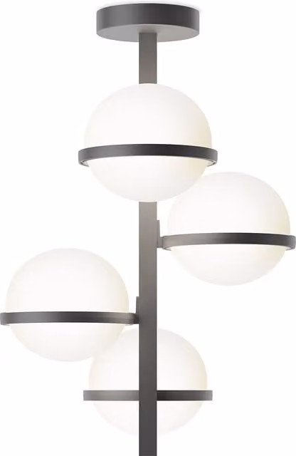Plafoniera Vibia Palma in metallo e vetro con tecnologia LED dimmabile e sistema Casambi, disponibile in bianco o nero