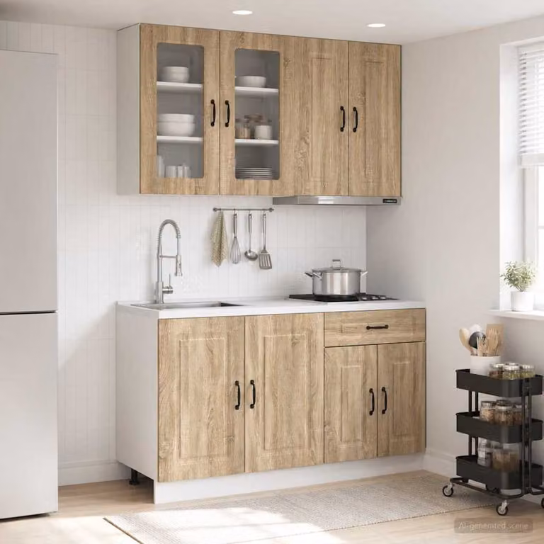 Set di 4 unità cucina moderna vidaXL KALMAR in legno ingegnerizzato color marrone