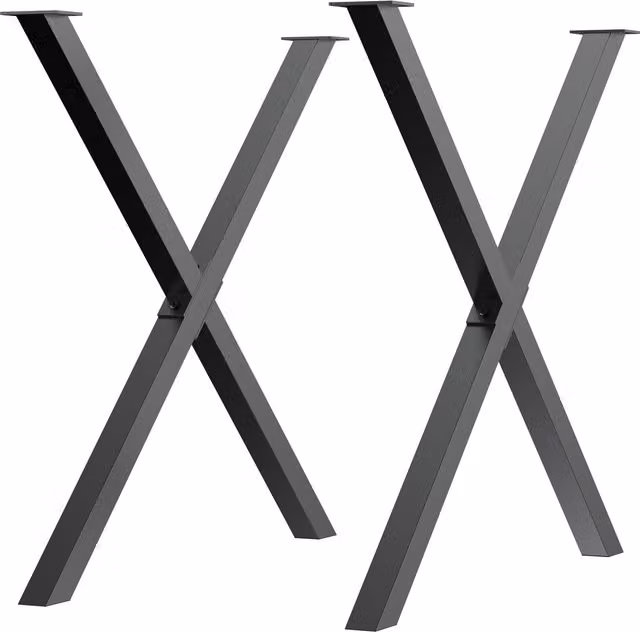 Set di 2 gambe per tavolo a X HOMCOM in acciaio inossidabile nero, L/P/H: 80 x 4 x 72 cm