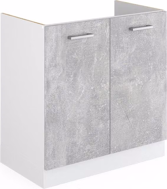 Base per lavello Vicco R-Line con ante in finitura calcestruzzo grigio, larghezza: 80 cm