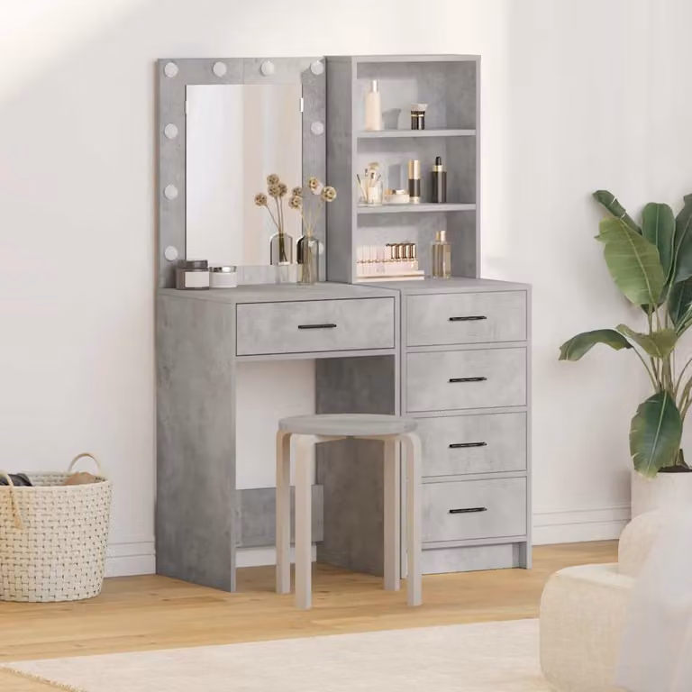 Set di 2 Tavoli da Trucco vidaXL in MDF Grigio L/P/H: 50 x 41 x 135 cm