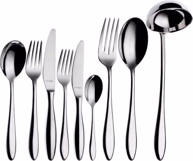 Set di posate Casa Bugatti Fresco in acciaio inox argentato con scatola Wengè, 75 pezzi