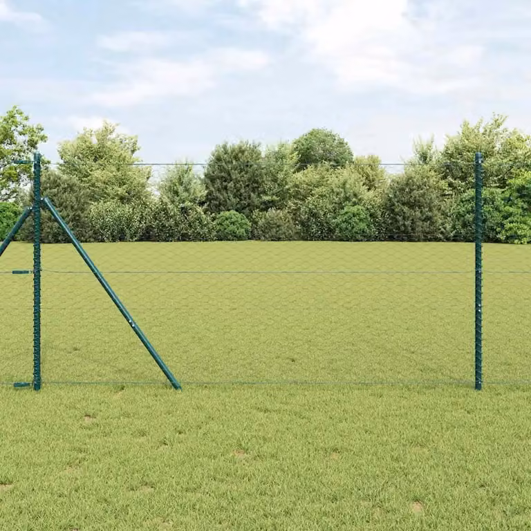 Recinzione in rete con pali tondi vidaXL, colore grigio, L: 50 m, H: 1,4 m