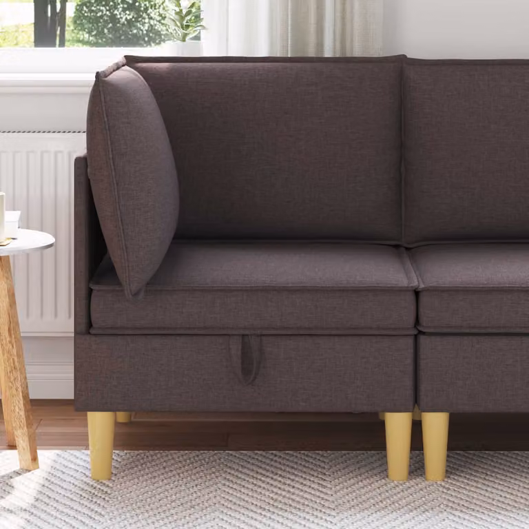 Divano con contenitore in tessuto vidaXL in stile minimalista per soggiorno, disponibile nei colori marrone o grigio
