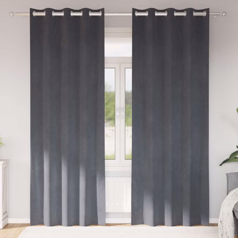 Set di 2 tende oscuranti vidaXL in velluto grigio, L: 140 cm, H: 225 cm