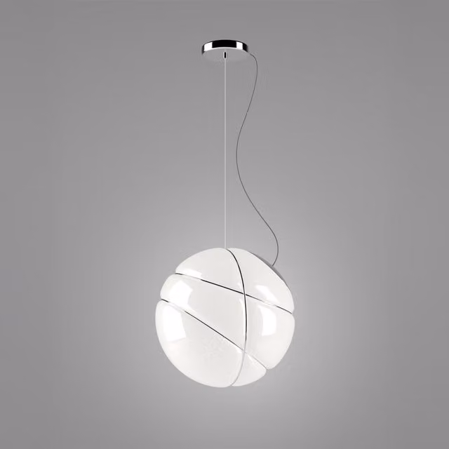 Lampada a sospensione Fabbian Armilla in vetro bianco e metallo oro o cromo con lampadina E27 sostituibile