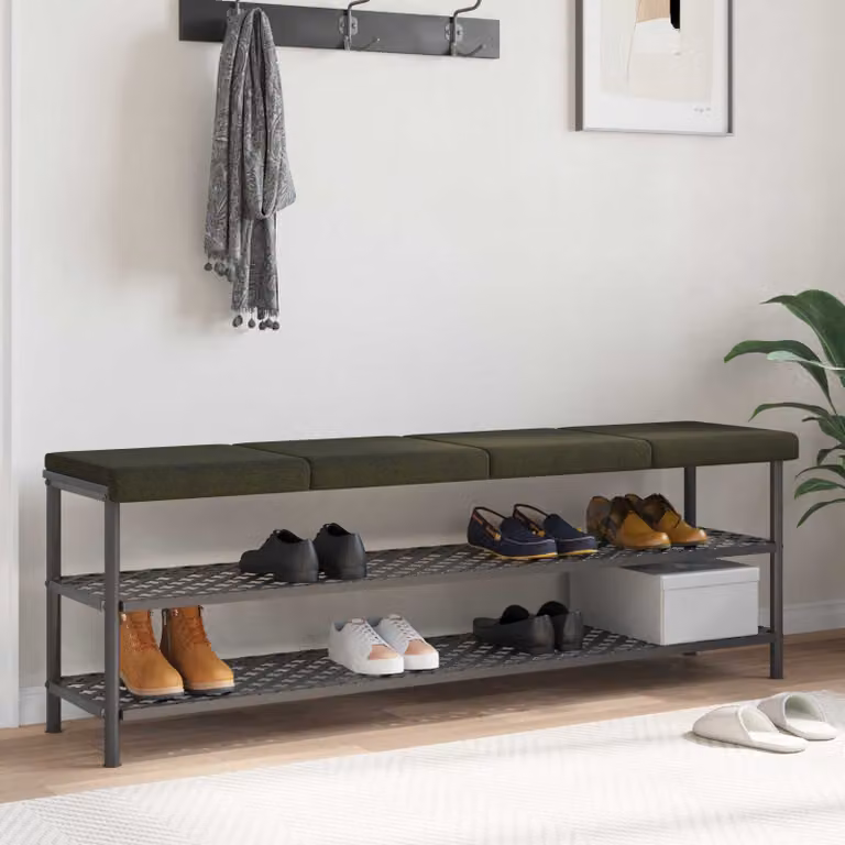 Set di 4 cuscini per panchina vidaXL in tessuto scamosciato sintetico verde, forma rettangolare con imbottitura in schiuma e base antiscivolo, L/P/H: 40 x 40 x 3,5 cm