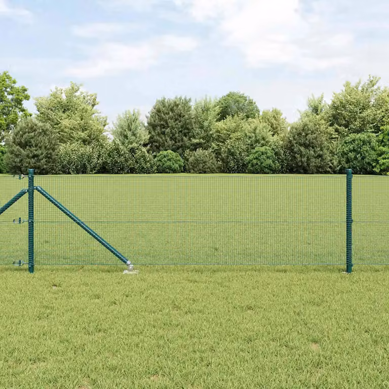 Recinzione in rete saldata con punte vidaXL in acciaio e PVC, colore verde, L: 50 m, H: 0,6 m
