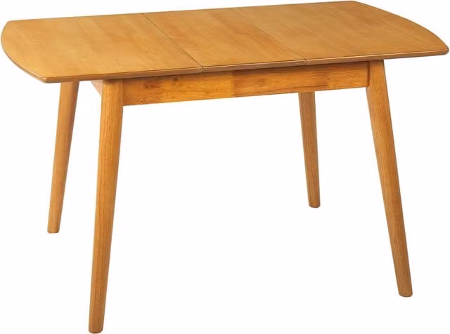 Tavolo da pranzo allungabile Beliani in stile retrò, colore marrone e beige, realizzato in legno e MDF, L: 100-130 cm x P: 80 cm x H: 75 cm