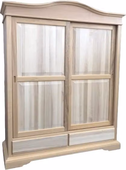 Armadio con 2 ante scorrevoli e 2 cassetti in legno di pino grezzo Mobili 2G L/P/H: 180 x 67 x 225 cm