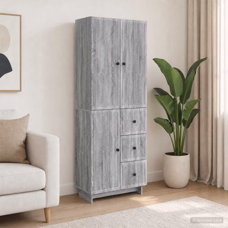 Set di mobili moderni vidaXL in MDF grigio opaco per soggiorno o ufficio, composto da lowboard e armadio a muro con ante scorrevoli e ripiani interni, L/P/H: 90 x 34,5 x 66 cm