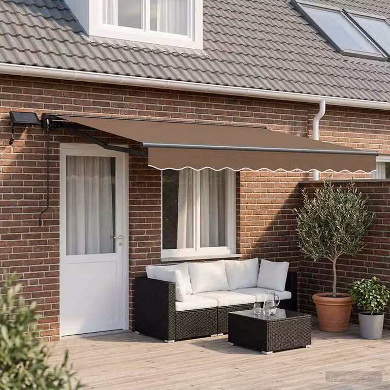 vidaXL Semi-cassette con Tenda in Poliestere e LED, Telecomando, Colore Antracite, Beige o Marrone, L: 381 cm x H: 300 cm