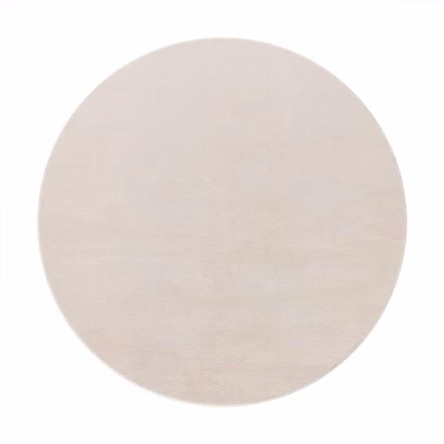 Tappeto rotondo beige Solina in poliestere lavabile e antiscivolo Diametro: 200 cm