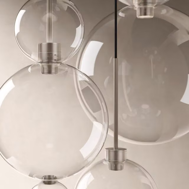 Karman Opium Cluster Lampda Sospensione in Vetro Trasparente e Metallo Oro/Ottone con LED Dimmerabile e Altezza Regolabile