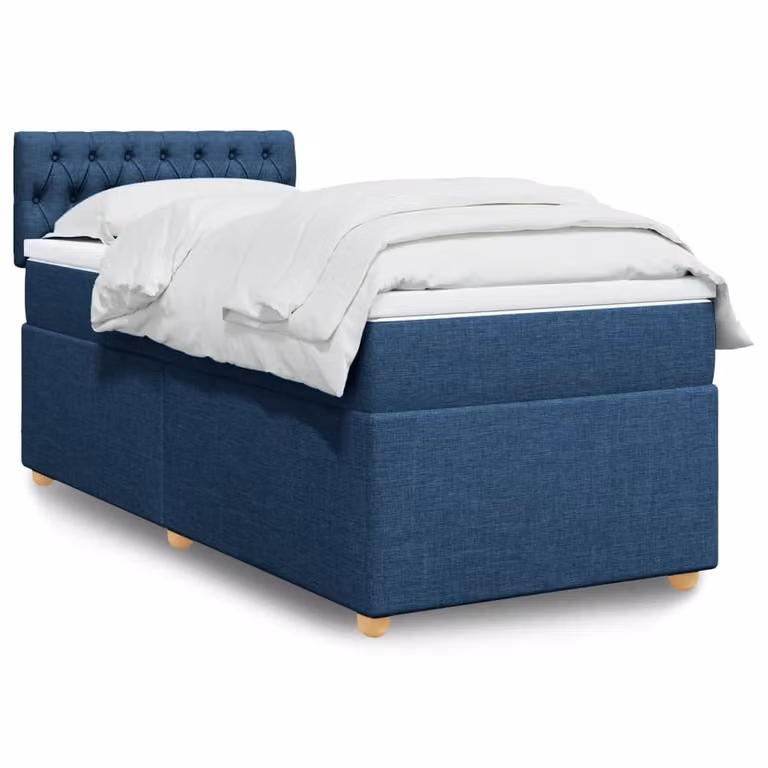 vidaXL Letto Ibrido con Materasso Blu e Bianco in Tessuto L/P/H: 90 x 190 cm