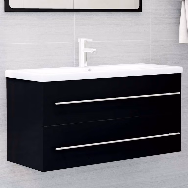 Mobile bagno con lavabo integrato vidaXL moderno in legno nero e bianco L/P/H: 100 x 38,5 x 48 cm