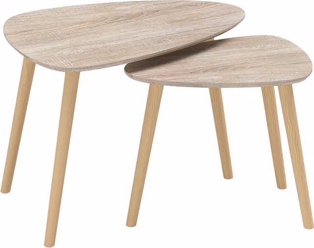 Set di 2 tavolini da salotto impilabili HOMCOM in stile nordico con gambe in legno, colore marrone