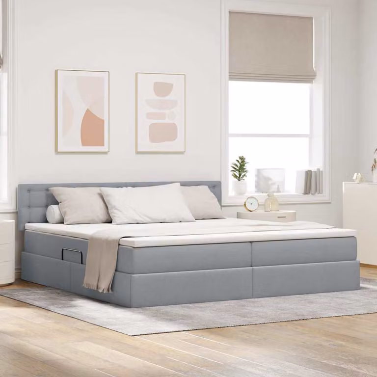 Letto con contenitore e materasso vidaXL Grigio e Bianco L/P/H: 200 x 200 x 280 cm