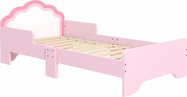 Letto per bambini ZONEKIZ con protezione anticaduta e testiera a forma di nuvola, rosa, L: 140 cm, P: 70 cm