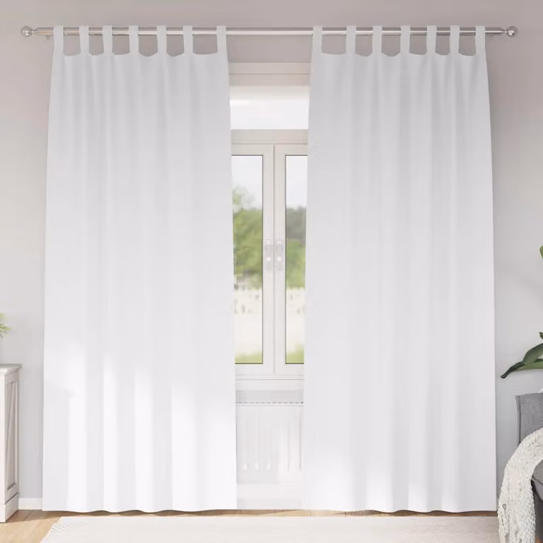Set di 2 tende blackout vidaXL con anelli in poliestere, colore bianco puro, H 245 x L 140 cm