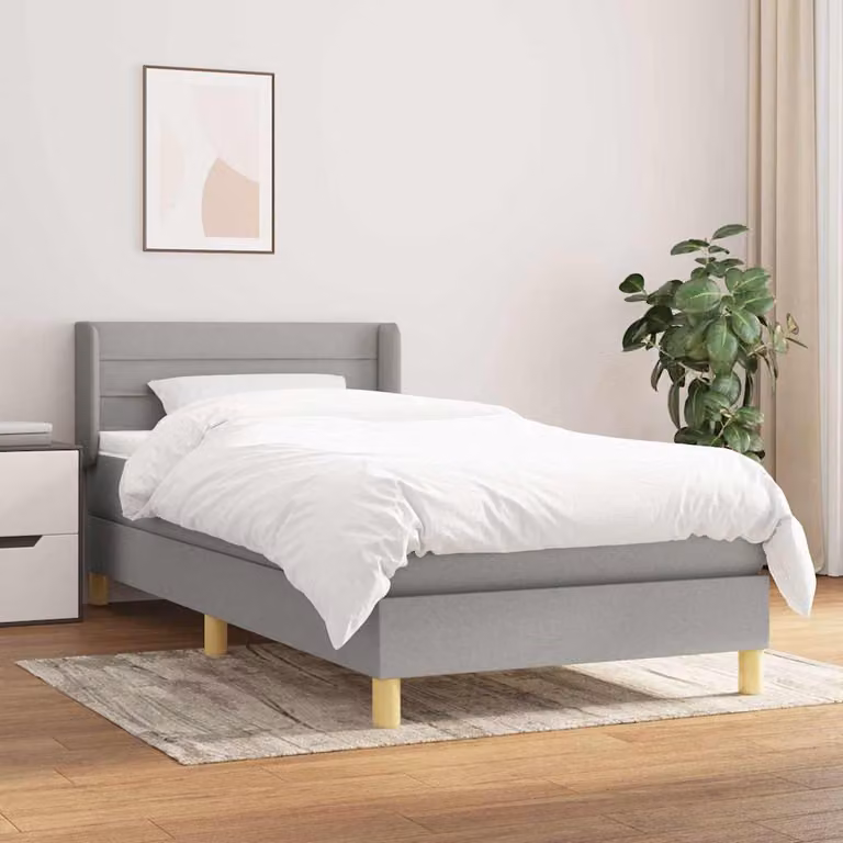 vidaXL Giroletto a Molle con Materasso Ibrido in Tessuto Grigio e Bianco L/P/H: 200 x 80 x 83 cm