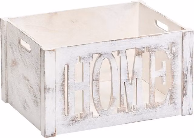 Scatola Organizer in Legno Bianco Zeller Present con Maniglie L: 40 cm, P: 30 cm, H: 22 cm