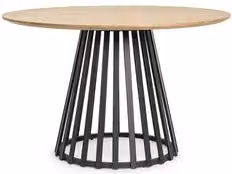 Tavolo fisso rotondo Bizzotto Cillian in legno nero e marrone naturale diametro 120 cm